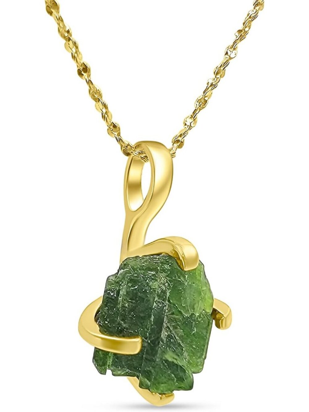 Natural Raw Gemstone Pendant Necklace in Gold over Sterling Silver - Dainty